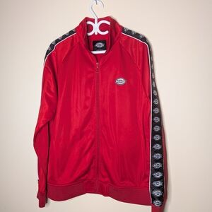 Dickies Men's Red Track Jacket with Logo Stripes
